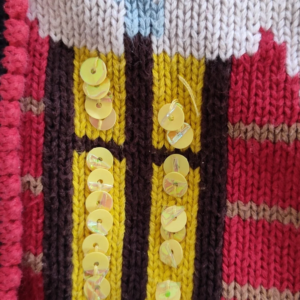 Vintage Terazzo Christmas Cardigan Santa Ugly Sweater Holiday Size Large - Picture 5 of 5